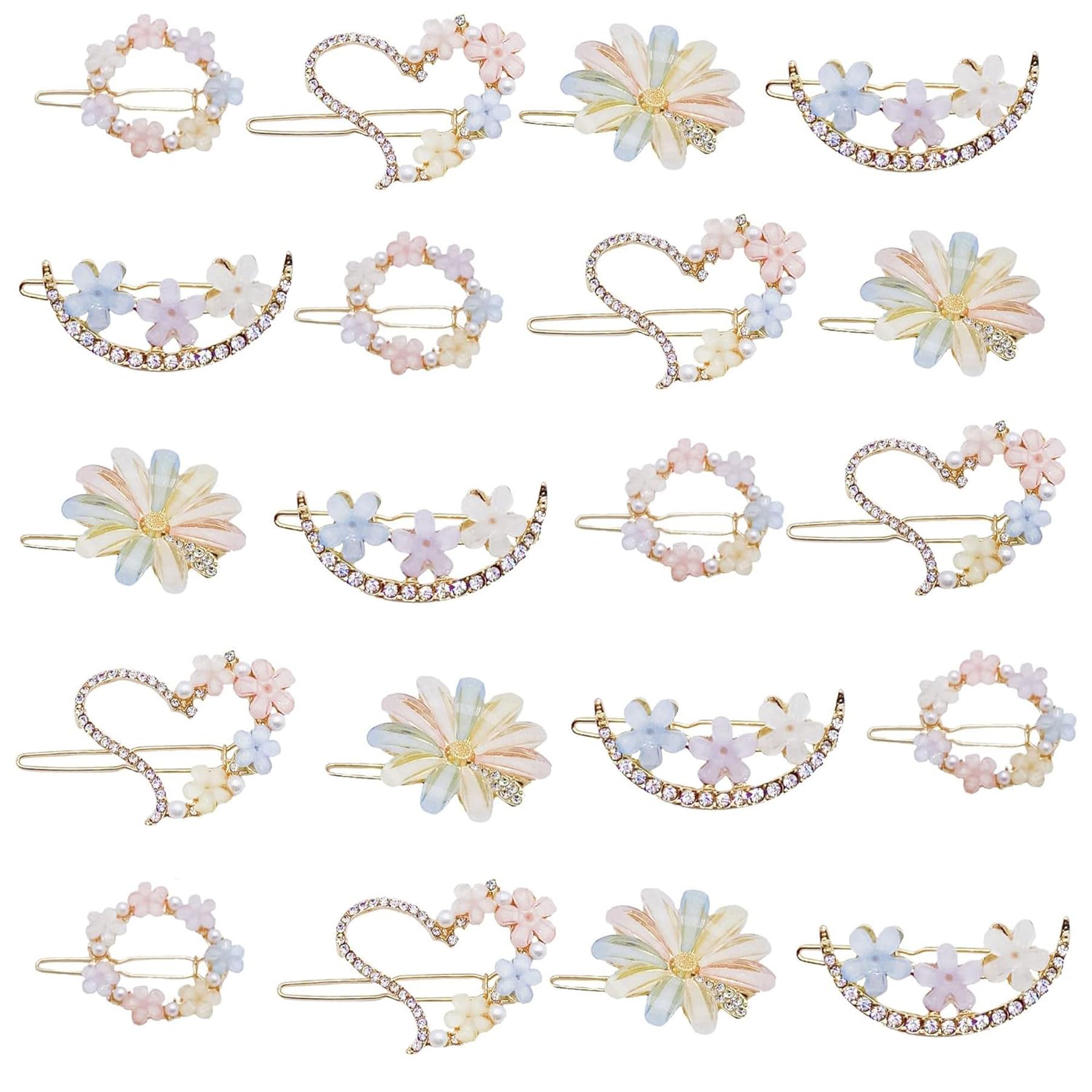 Umimiss 20PCS Diamante Hair Clips For Women - Hair Slides, Rhinestone Flower Hairpins, Bangs Clips for Women & Girls, Blonde, Small