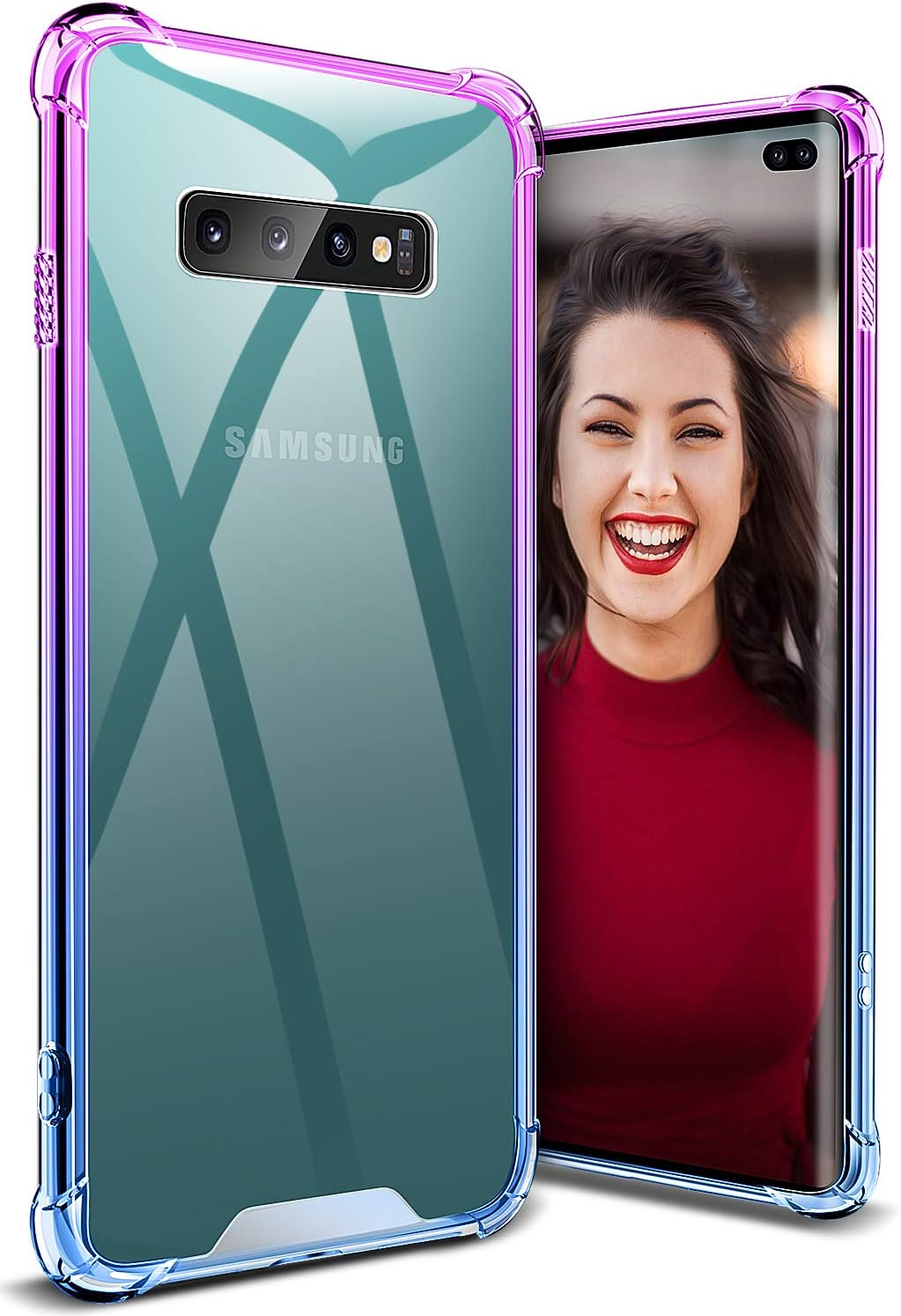 Galaxy S10 Plus Case 6.4 Inch (2019), SANKMI Rugged Armor Protective Clear Ring Kickstand and Work with Magnetic Car Mount Colorful Case for Samsung Galaxy S10+