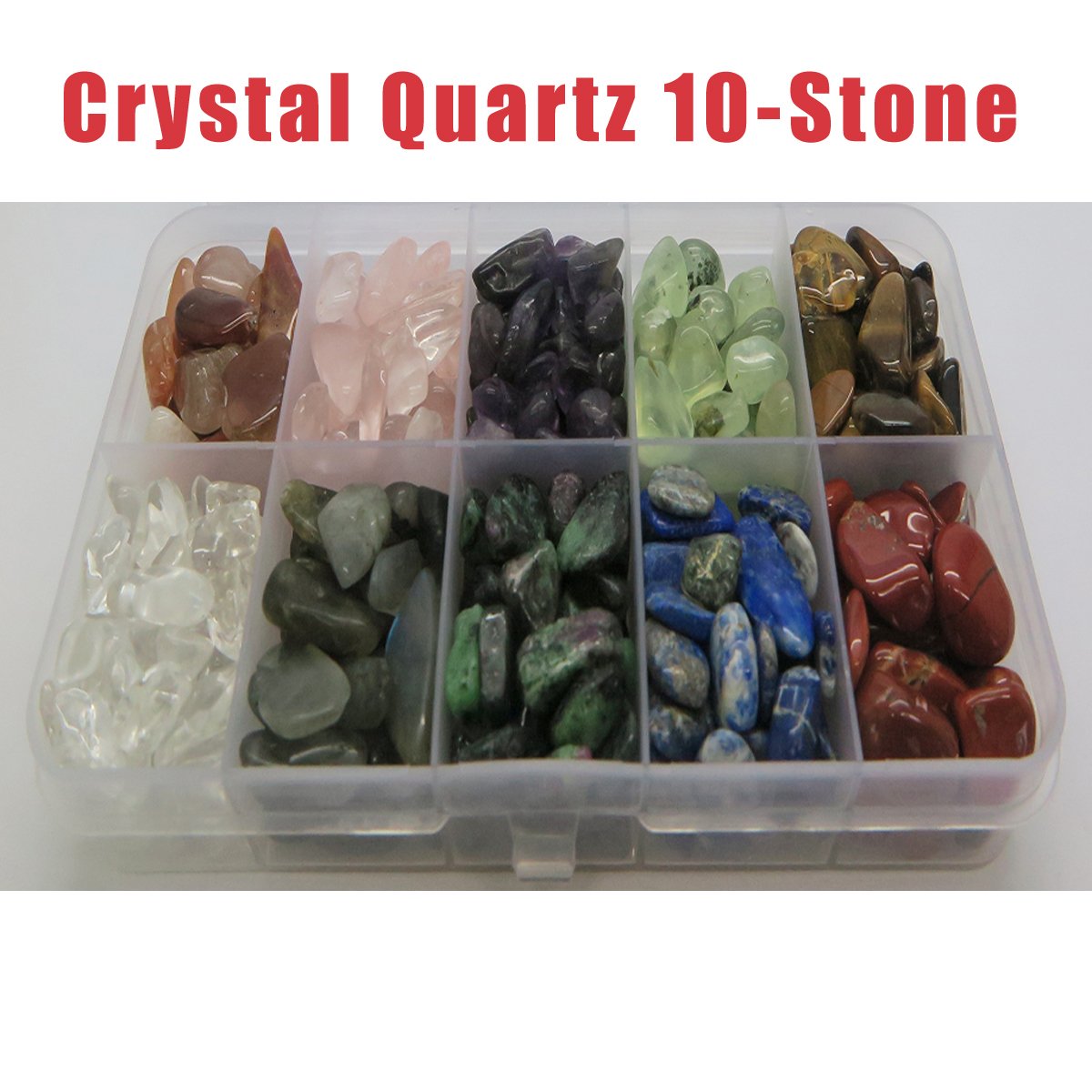 MUIIGOOD Crystal Quartz 10-Stone Mix:Crystal,Quartz,Amethyst,Natural Tumbled Stones for Cabbing,0.5lb (Crystal Quartz)