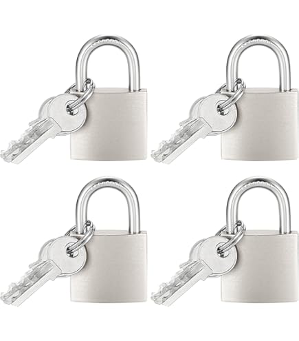 【VAULTROOM】PADLOCK KEY HANGER / Silver Mini Metal Lock - Zinc Replacement Pad-Lock with Keys, Mirror