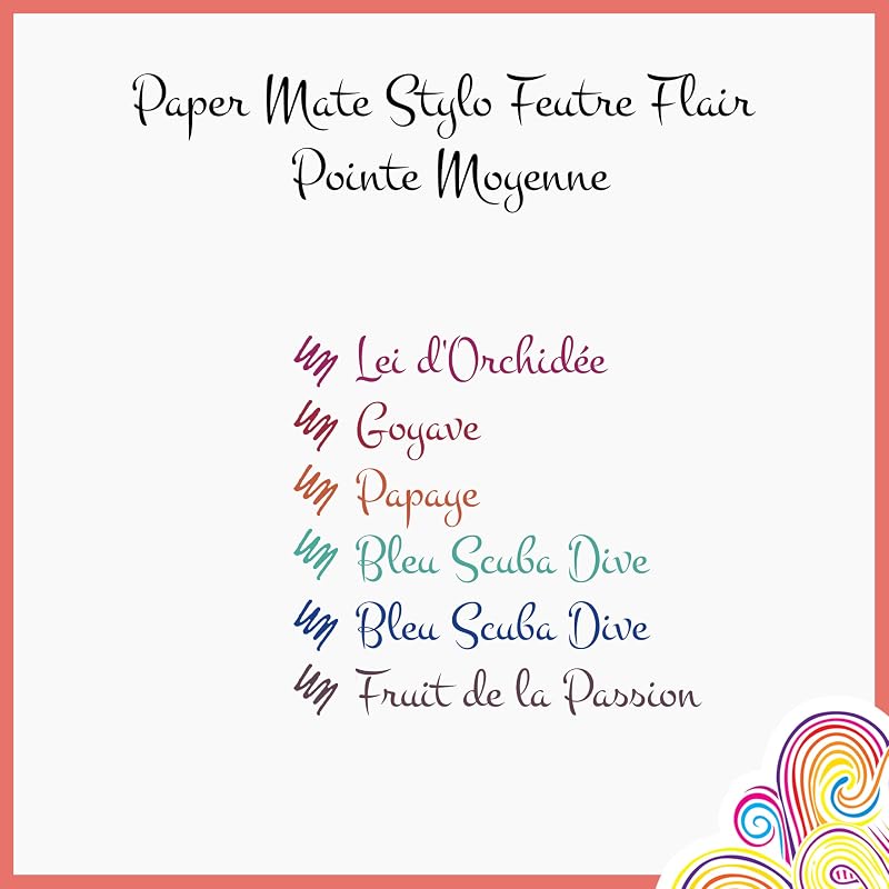 Flair Stylos feutres | Feutres de coloriage sans fuite à pointe moyenne (0,7 mm) | Idéal pour écrire, coloriage (adultes et enfants), scrapbooking, etc. | Couleurs Tropical | Lot de 6