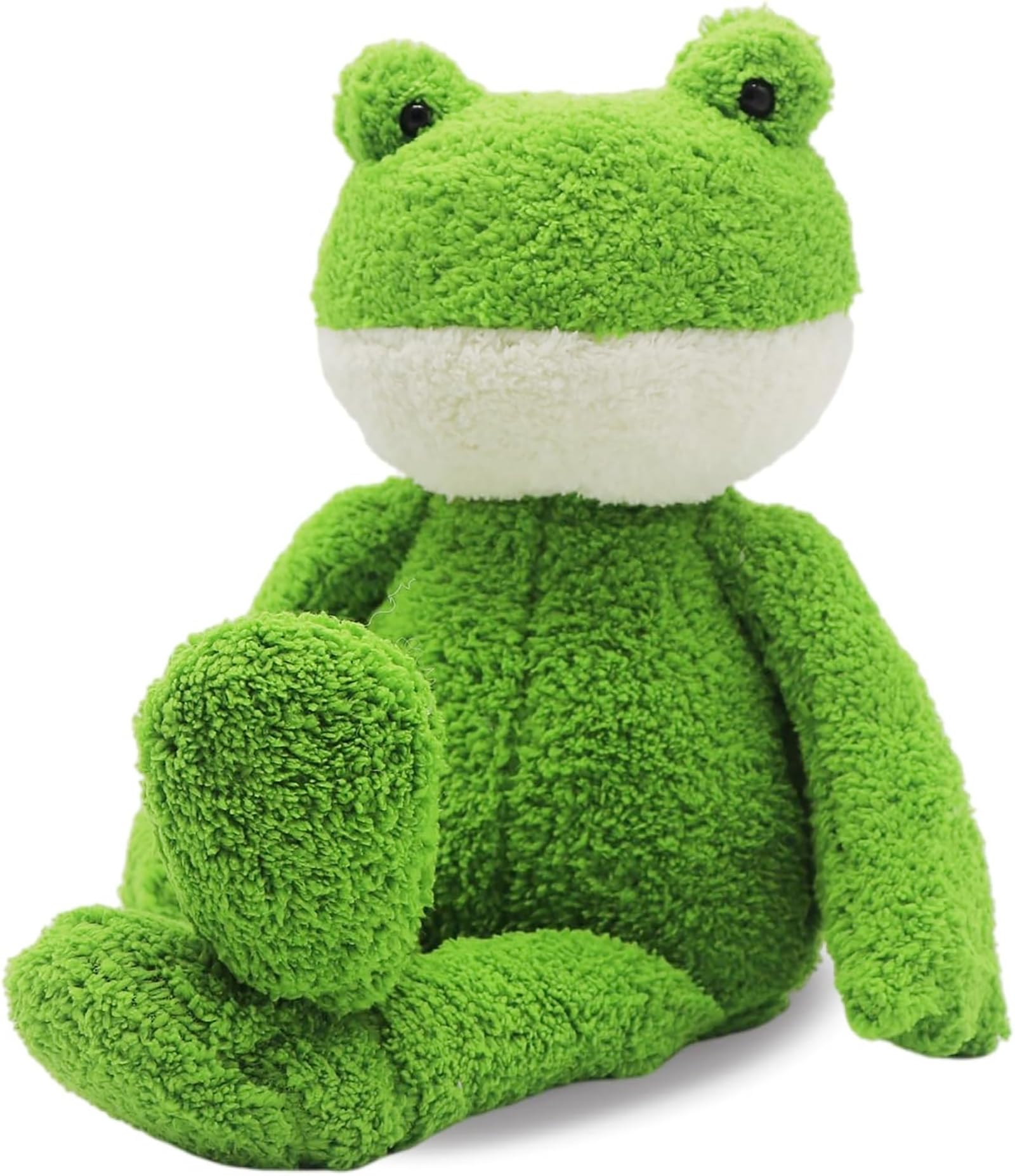 LIAOLI Frog Plush Toy Stuffed Animal, Green Frog Teddy Cute Cuddly Soft Toys Plushie 15" for Girls Boys