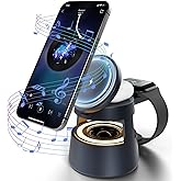 5 in 1 Magnetic Wireless Charger Bluetooth Speakers and Night Light for Apple Mag Safe iPhone 17 16e 16 15 14 13 12 Pro Max i