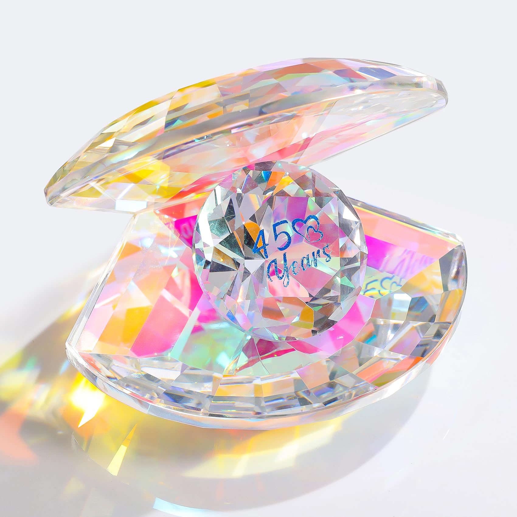 Movdyka Crystal Shell Sapphire Wedding 45th Anniversary Romantic Gifts for Parents 45 Years of Love Anniversary Presents Ideas for Her Marriage Keepsake for Couple Party Decor Ornament