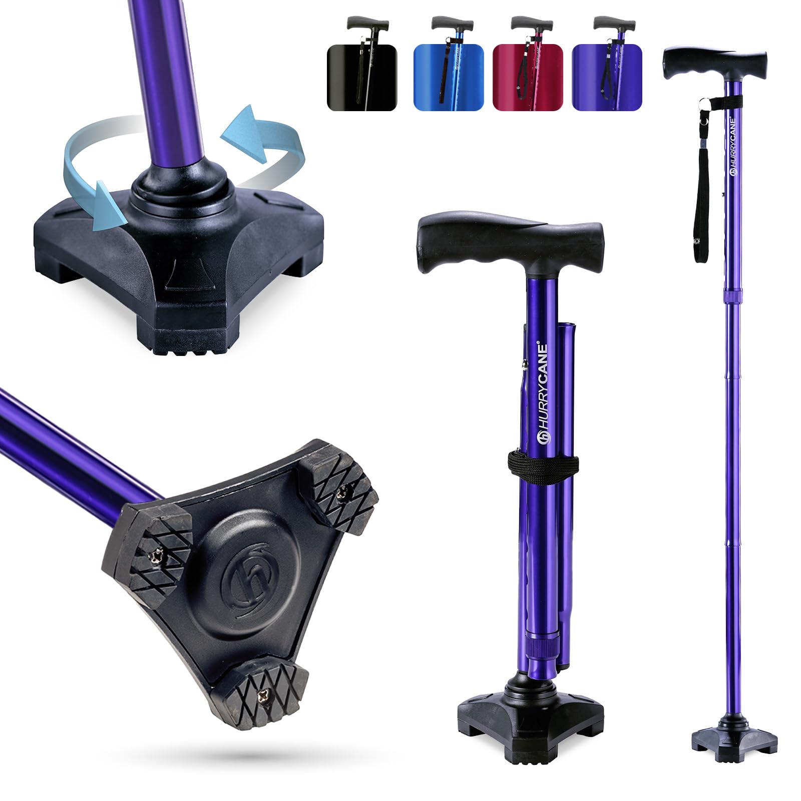 Photo 1 of HurryCane Freedom Edition Folding Walking Cane, Pathfinder Purple