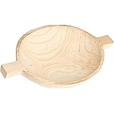Creative Co-Op Round Paulownia Wood Decorative Tray, Natural