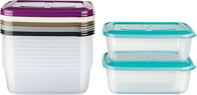 Kigima Tiefkühldose Frischhaltedose 1200ml rechteckig 12er Set bunt Elegance