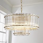 Saint Mossi 21032 Drum Chandelier Light Fixture, Doule Layer Middle Century Modern Design, with 5-Light, D18 x H10, Adjustabl