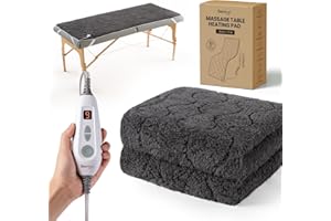 Bearhug Massage Table Warmer Heating Pad 30” x 71”, Dark Grey Sherpa Wool Electric Heating Pad with 1-9 Hours & 10 Heating Levels, LED Controller, Machine Washable