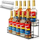 10 Bottle Capacity Coffee Syrup Organizer 2 Tier Coffee Syrup Stand Shelf for Coffee Bar Kitchen Small Wine Rack for Bar Family Storage for Syrup Wine Dressing