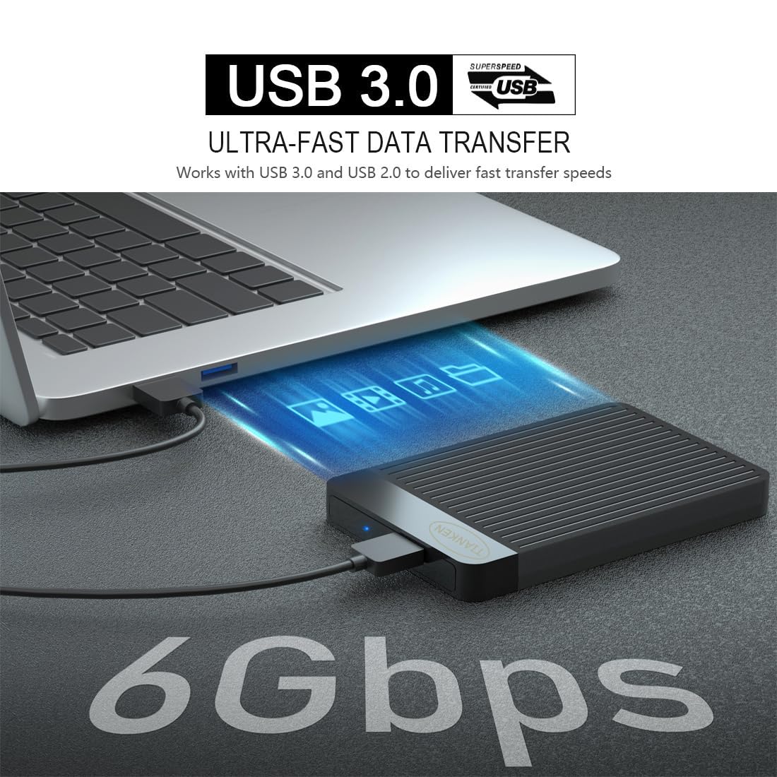 1TB Ultra Slim Portable External Hard Disk Drive 2.5'' USB 3.0 HDD Storage for Mac, PC, Laptop, PS4, Xbox one