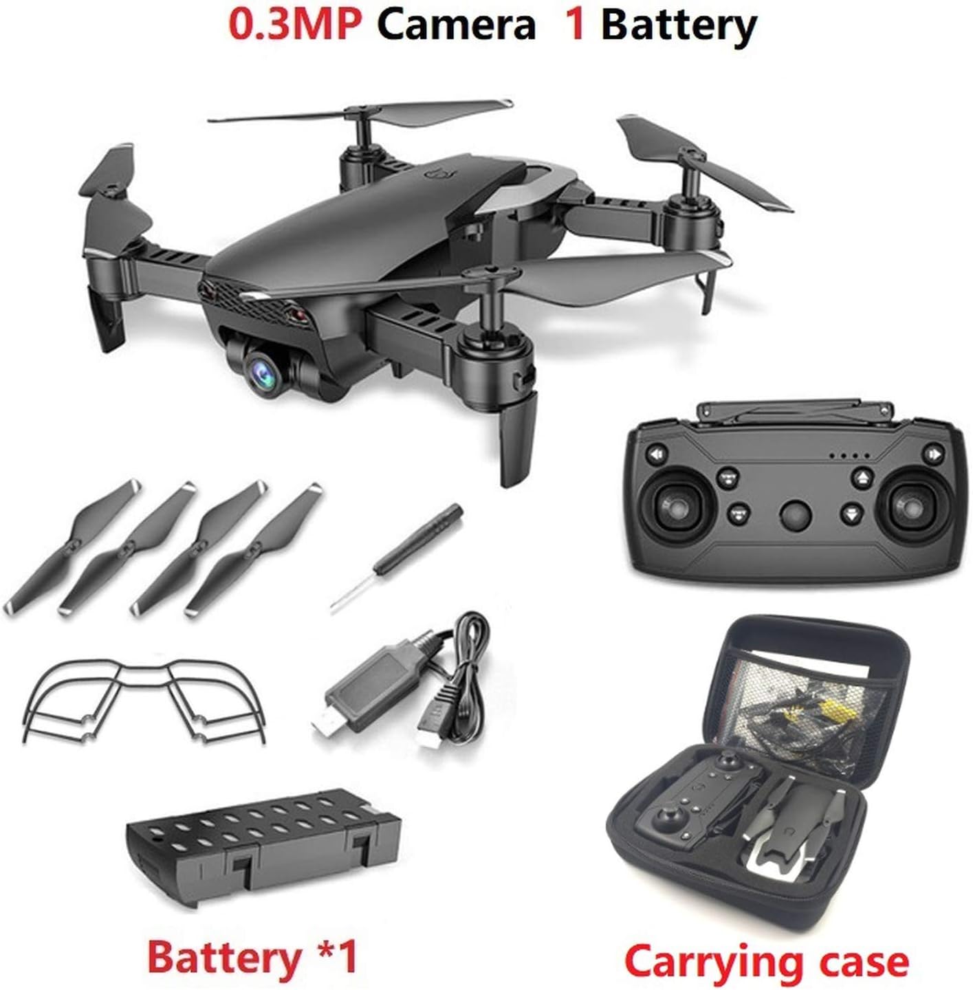 M69 FPV Drone with 720P Wide-Angle WiFi Camera HD Foldable RC Mini Quadcopter Helicopter VS XS809HW E58 X12 Dron,0.3MP Black 1B CB