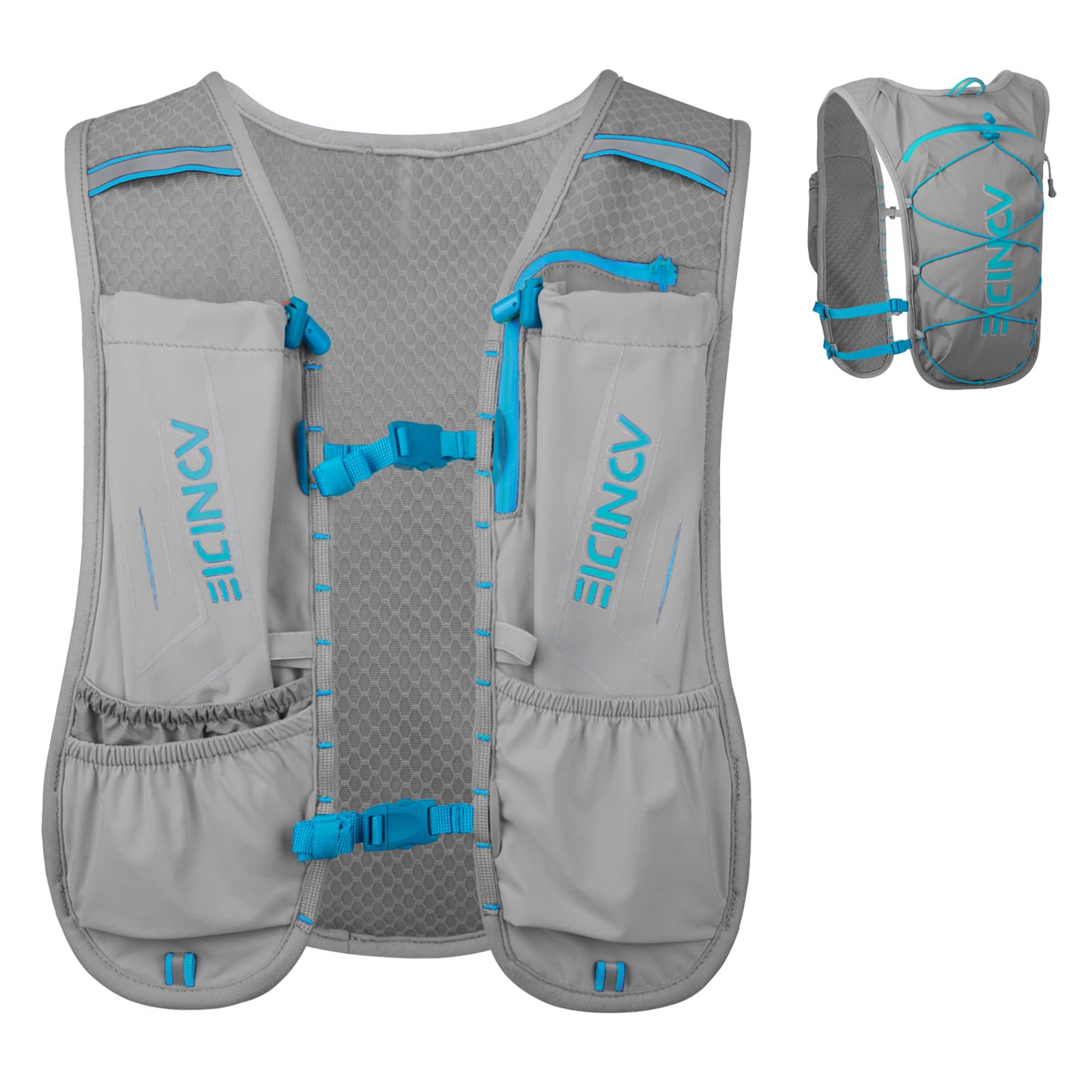 TRIWONDER Running Vest Men Women Hydration Pack Running Backpack Lightweight Marathon Hydration Vest Rucksack for Cycling Hiking (Grey - only vest)