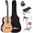 ADM Full Size Classical Nylon Strings Acoustic Guitar 39 Inch Classic Guitarra Starter Bundle for Adult with Free Lessons, Gig Bag, Tuner, Footstool, Kids Student Beginner Kits, Nature