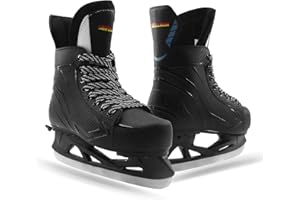 WELLWON Adjustable Ice Hockey Skates for Outdoor and Rink, Recreational Ice Skates, Fitness Hockey Skates Fun Ice Skating Shoes with Soft Padding and Reinforced Ankle Support