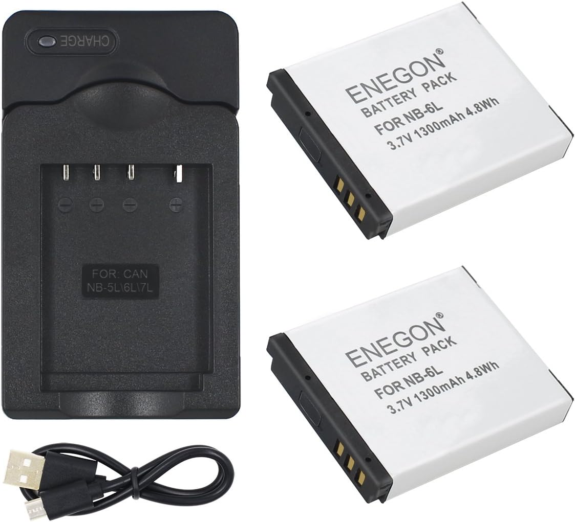 ENEGON NB-6L NB-6LH Battery and CB-2LY Rapid Charger for Canon PowerShot SX500 IS, SX510 HS, SX520 HS, SX530 HS, SX700 HS
