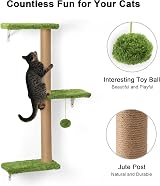 FUKUMARU Cat Wall Furniture Set 4 in 1 Green 16 Inch Drywall Compatible view 5
