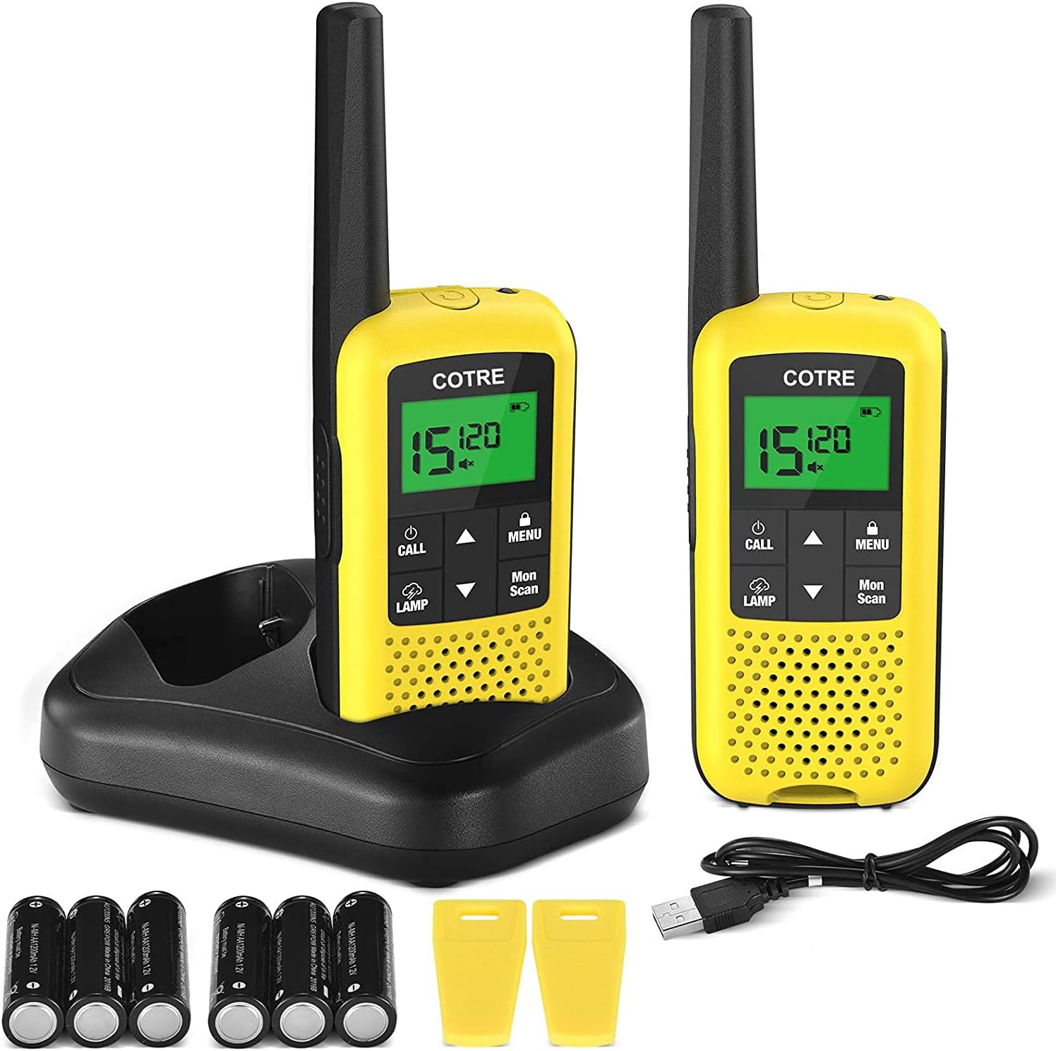 Walkie Talkies for Adults - COTRE Two Way Radios, Up to 32 Miles Long Range USB Rechargeable Walkie Talkies w/ 2662 Channels, NOAA & Weather Alerts, VOX Scan, LED Lamp for Outdoor Activities, Yellow: Car Electronics