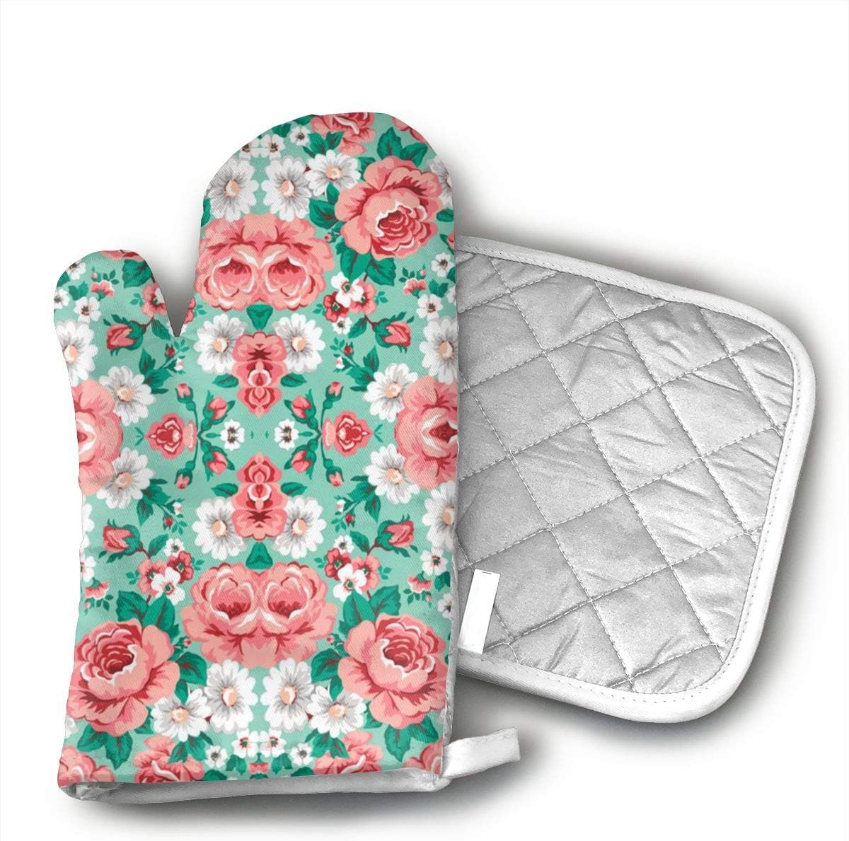 Best Matching Oven Mitts In Rose Pattern