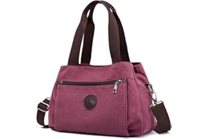 DOURR Hobo Handbags Canvas Crossbody Bags for Women, Multi Compartment Tote Purse Medium Satchel