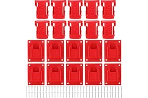 20pcs Wall Mount Tool Holders & 18V Battery Holders, Heavy Duty Drill Holder with Screws Wall Mount Storage Shelf Organizer f