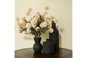 TBOHCRAFED Fake Flowers in Vase for Centerpieces, Faux Flowers in Modern Ceramic Vase Set of 3 with 8 Artificial Autumn Chrysanthemums Artificial Decorative Swags