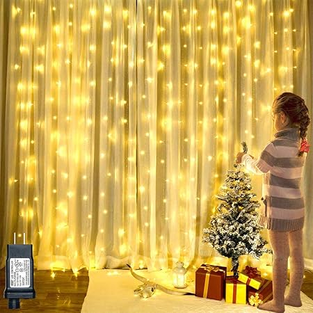 Amazon Com Anjaylia 306 Led Curtain String Lights 8 Modes