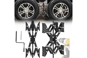 Sulythw X-Shaped Wheel Chocks for Travel Trailer【Allow Drill Adjust】 RV Stabilizers X chocks Camper Wheel Chock for Travel Trailers RV Accessories Wrench Adjustable 4.13"-12.6" Black （2 Pack）