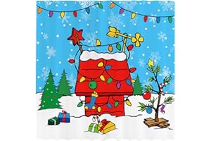Allenjoy 72" x 72" Cartoon Christmas Shower Curtain for Kids Bathroom Set Comic Book Xmas Present Home Bath Bathtub Decoration Durable Fabric Machine Washable