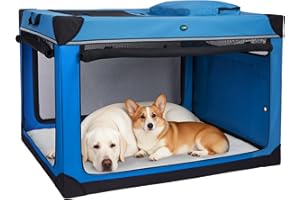 Ownpets 4-Door Folding Dog Crate, XX-Large 48"x31"x31" Portable Dog Kennel with Strong Steel Frame, Collapsible Soft Pet Crat