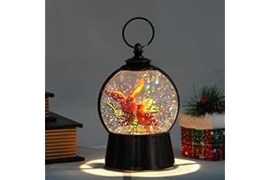 LEYUPEAK Cardinal Snow Globe Lantern with 6h Timer, Light up Musical Snow Globe Glitter, USB/Battery Operated, Red Cardinal Gifts Christmas Festival Decoration Indoor
