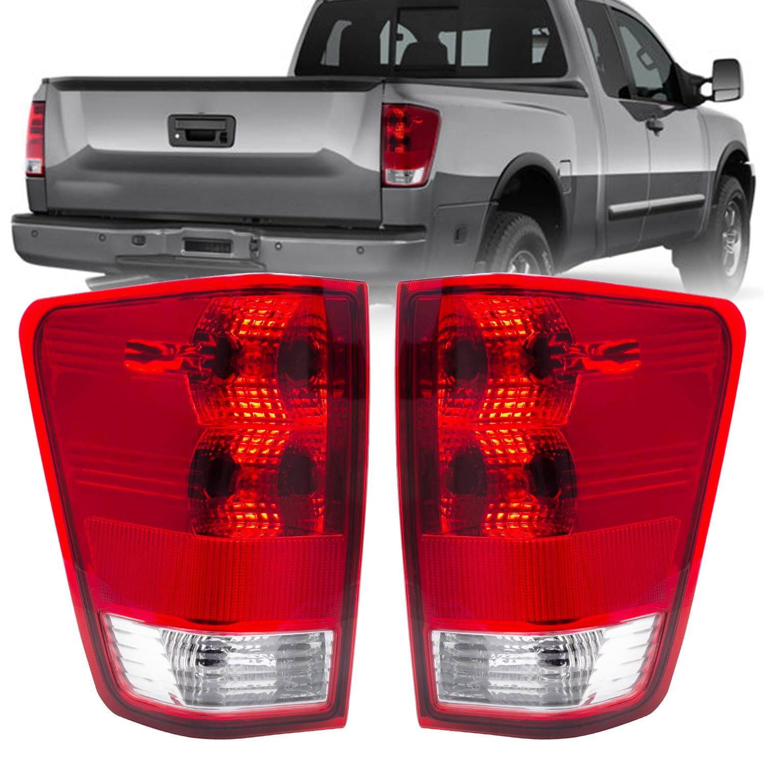 Photo 1 of Tail Light Compatible with 2004-2015 Nissan Titan without Utility Compartment Model Rear Brake Lamp Left Driver and Right Passenger Side Taillight Replaces 26550ZH226 265557S227