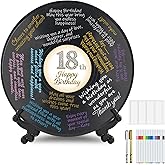 BFZMSLY 1 Pcs Birthday Retro Vinyl Record Guest Book for Party, Sign-in Board with 14 Pens & 1 Decorative Stickers, Birthday Guest Book Decor (18th)