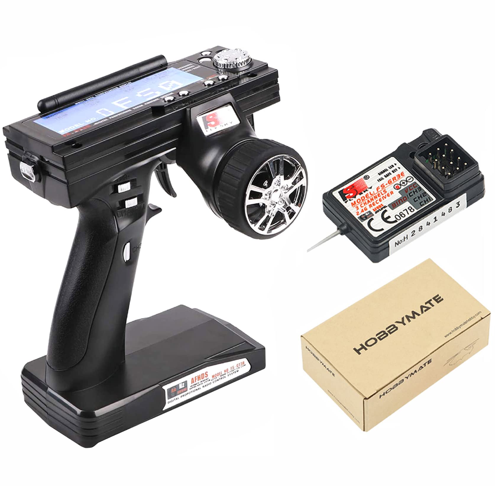 Photo 1 of HOBBYAMTE Flysky FS-GT3B Rc Transmitter Receiver 2.4Ghz 3 Channel, with FS-GR3E Failsafe Receiver