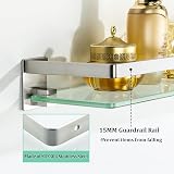 SAYAYO 50cm Tempered Glass Wall Shelf with SUS304 Rail Brushed Finish view 2