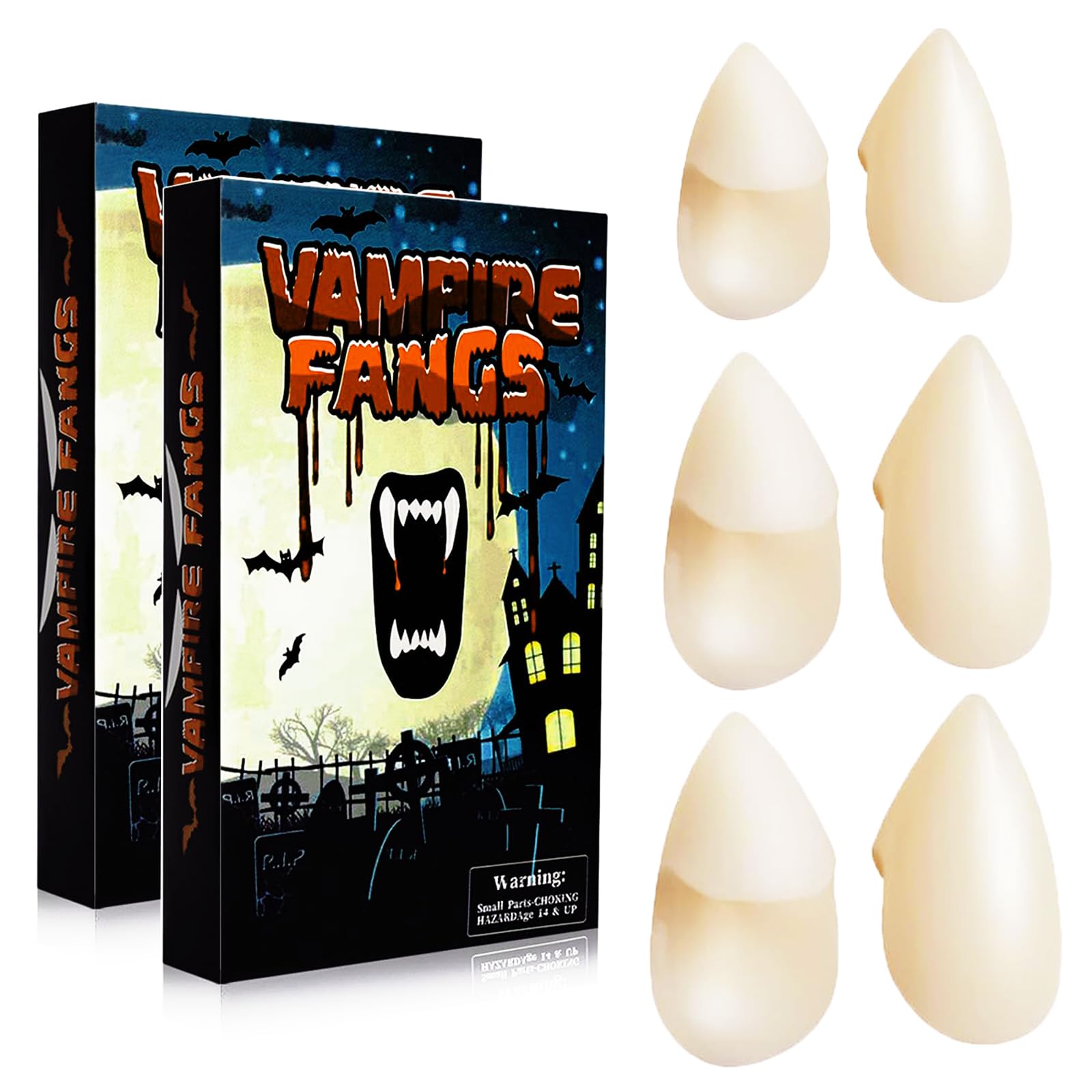 Photo 1 of YVELINES Vampire Teeth Fangs Adult Realistic Vampire Fangs for Adults, Vampire Teeth with Upgraded Sticky Glue, Werewolf Fangs 3 Pairs 13mm, 17mm, 19mm