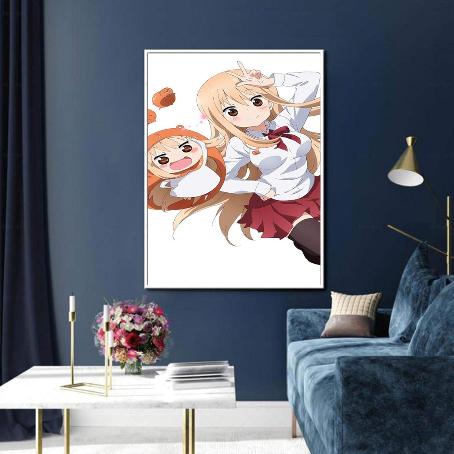 Amazon Co Jp Qianwumei 小さな埋もれたアニメーションどまうまるポスターキャンバス壁アート寝室の装飾絵画ホームオフィスの装飾リビングルームの壁画50x70cm x28inch 内枠 ホーム キッチン