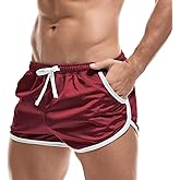 AIMPACT Mens Mesh Shorts Retro 3 Inch Sexy Side Split with Pockets Athletic Workout Running Booty Short Shorts