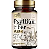 Psyllium Husk Capsules 2000 mg – Extra Strength Fiber Supplement for Quality Daily Digestion, Colon Health & Regularity Support, Natural Plant-Based Fiber Pills - Vegan, Bottled in USA - 180 Capsules