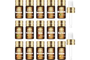 BISIRBAT Essential Oils Set-15 Scents for Diffuser, Air Freshening,Aromatherapy,Massage, Candle&Soap Making, Laundry