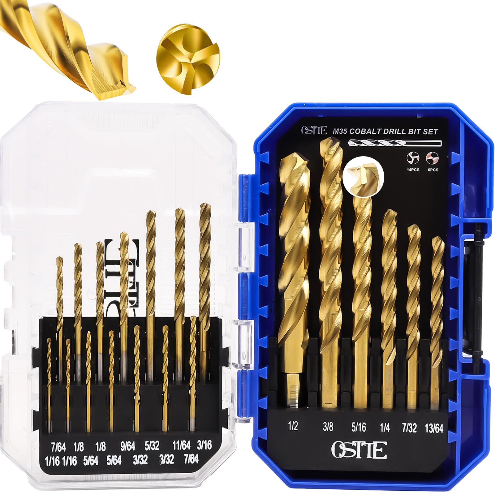 Photo 1 of *UNOPENED MANUFACTURER PACKAGE ***M35 Cobalt Drill Bit Set 20 Piece, Metal Cutting Drill Bits for Steel, Hardened Metal, Cast Iron & Alloy, Fast, No-Walk Starts with 125° Split Point & Three-Flute Design, Indexed Storage Case