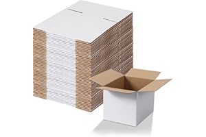 Calenzana 8x6x6 Shipping Boxes Set of 40, White Corrugated Cardboard Box for Mailing Packing Gifts Small Business