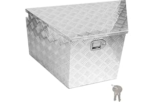 Edicapo 33" x 19" x 17" Trailer Tongue Tool Box with Latch and Keys Heavy Duty Aluminum Trailer Toolbox Organizer Truck Underbody Box Compatible with Pick Up Truck Bed RV Trailer ATV Silver