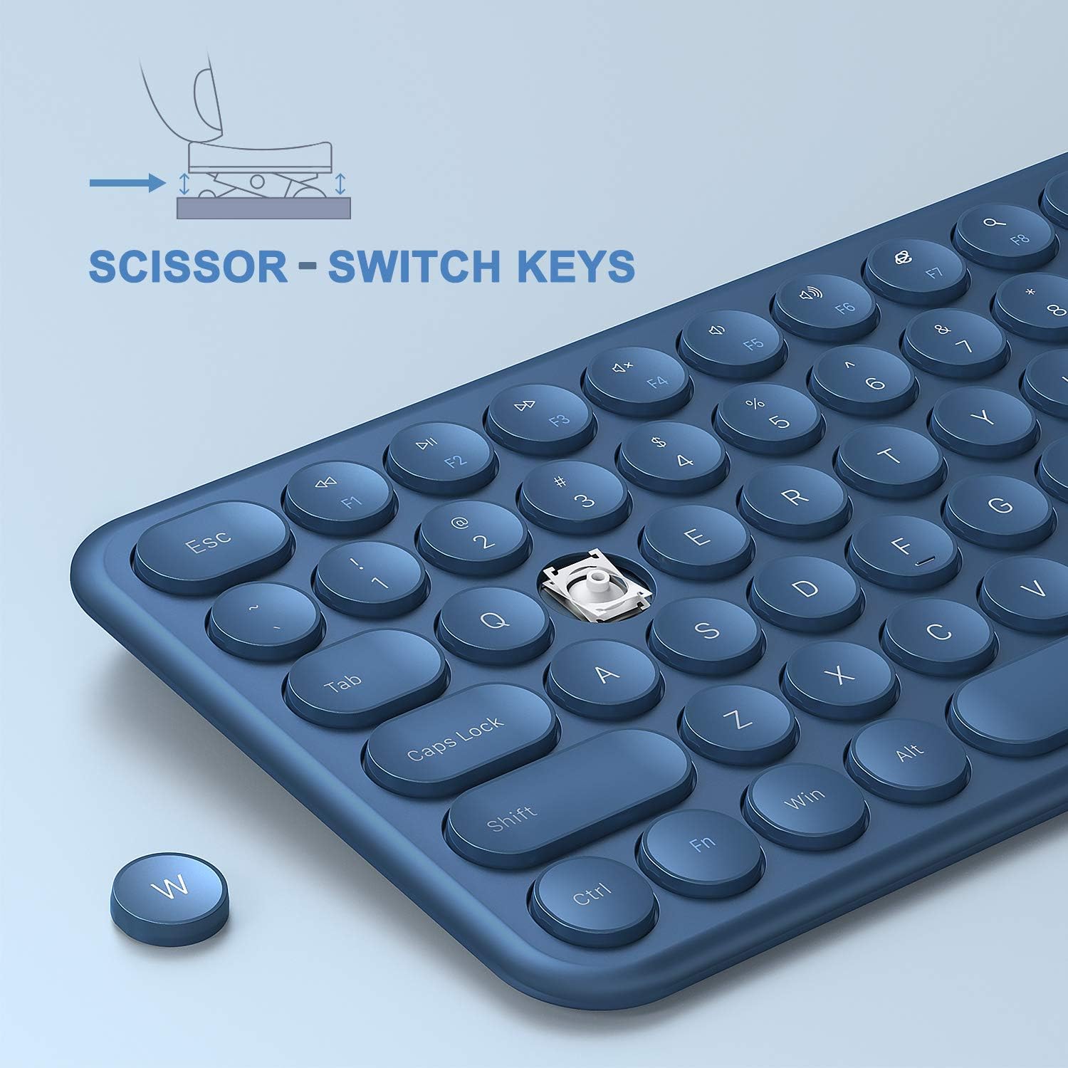 Wireless Keyboard and Mouse Combo, Jelly Comb 2.4GHz Full-Size Compact Wireless Mouse Keyboard with Numeric Keypad for Laptop/PC- Round Keycaps (Blue): Computers & Accessories