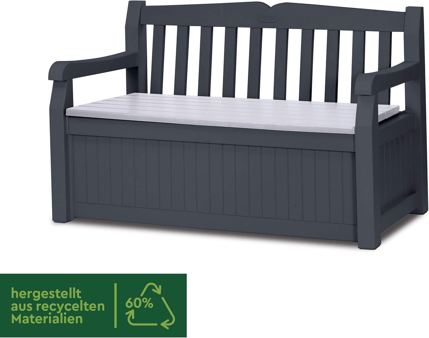 Keter Eden Bench Outdoor Storage Box Garden Furniture, Graphite and