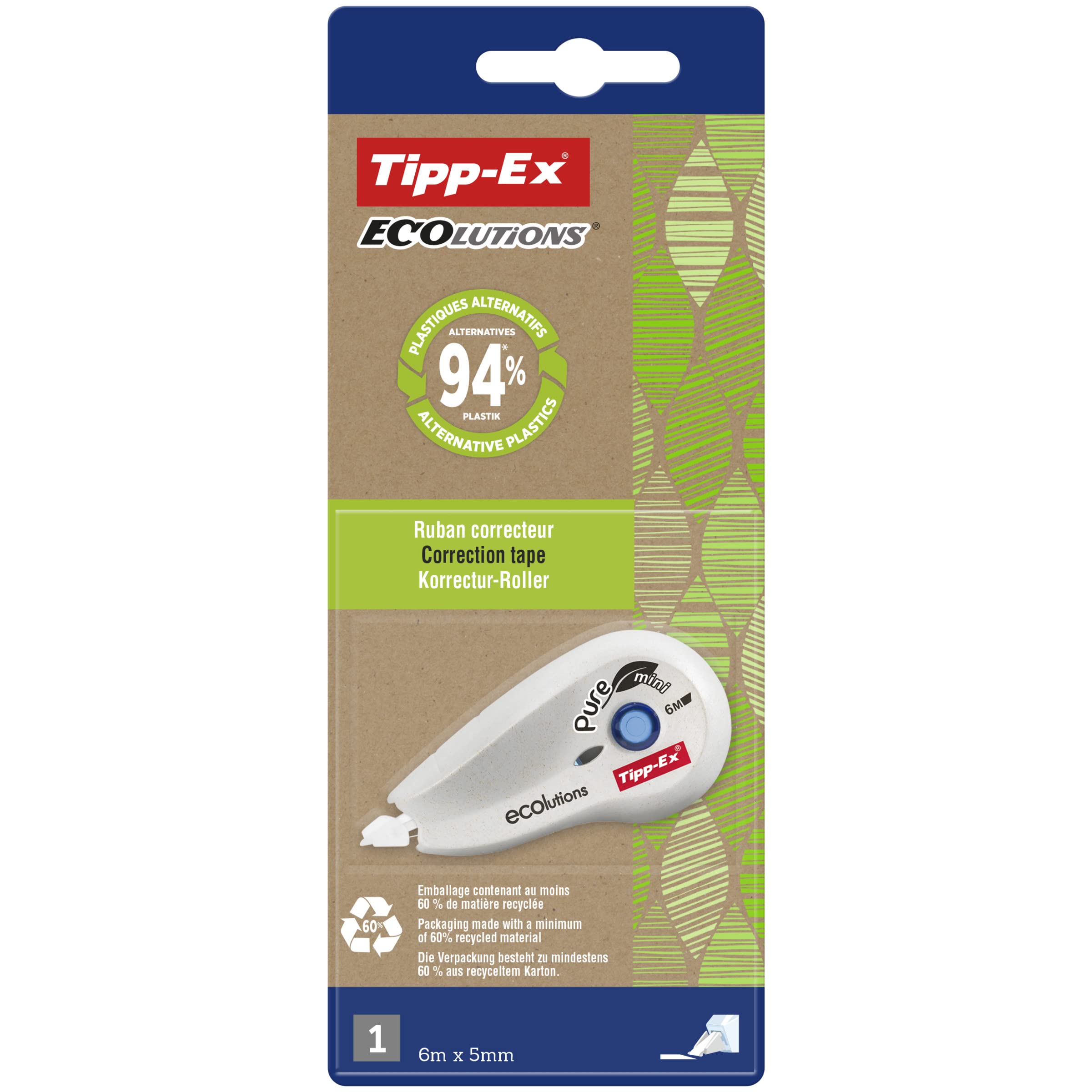 BIC Tipp-Ex ECOlutions (R) ® Pure Mini 6 M x 5 MM-Pack of 1, white