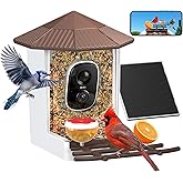 wansview Bird Feeder with Camera-Smart Bird Feeders for Outdoors Solar Powered, Birdhouse with Cam & Instant Alert, 2K Live Video, AI Identify Species, Ideal Gift for Tech Lovers, F1, Brown, 2.4G WiFi