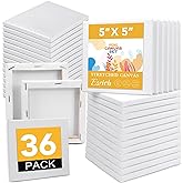 ESRICH Small Canvas Pack of 36, 5x5In Blank Canvases for Painting, Home Decor Projects