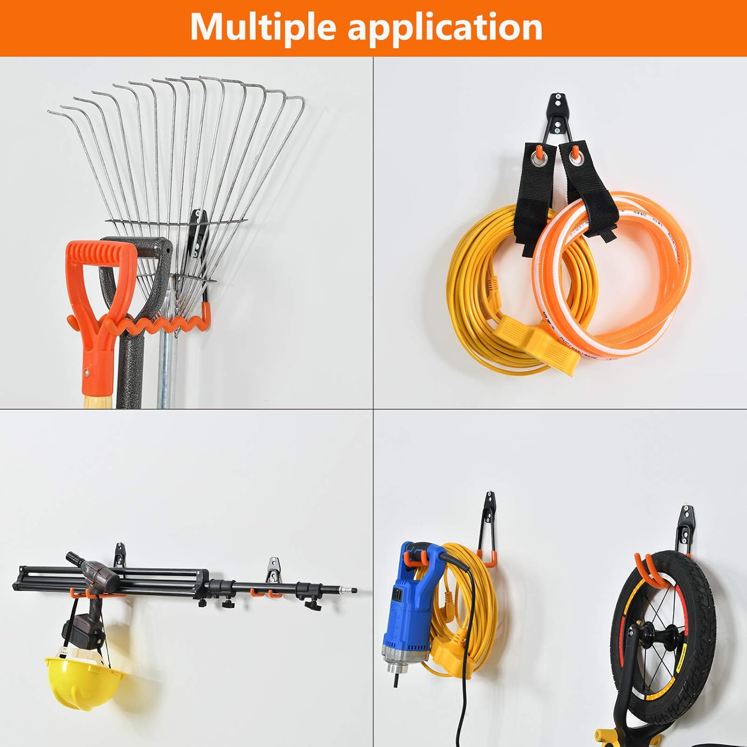 AOBEN Garage Hooks, 12-Pack Garage Storage Hooks & Hangers, Heavy Duty Wall Mount Garage Organizer, Tool Storage for Ladders, Bike, Hoses, Bulky Items - - 