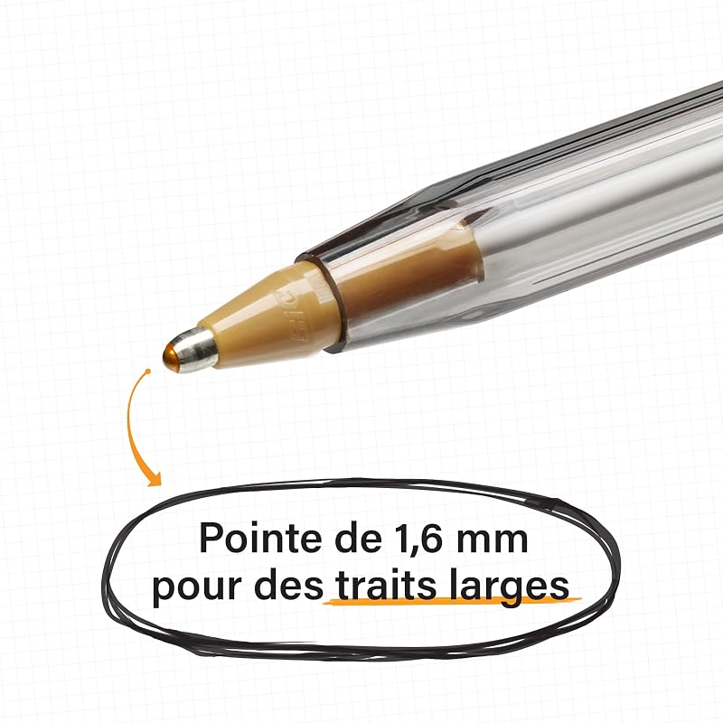 Cristal Multicolour Stylos-Bille Pointe Large (1,6 mm) - Écriture Vive et Colorée - Couleurs Assorties, Pochette Refermable de 20+7